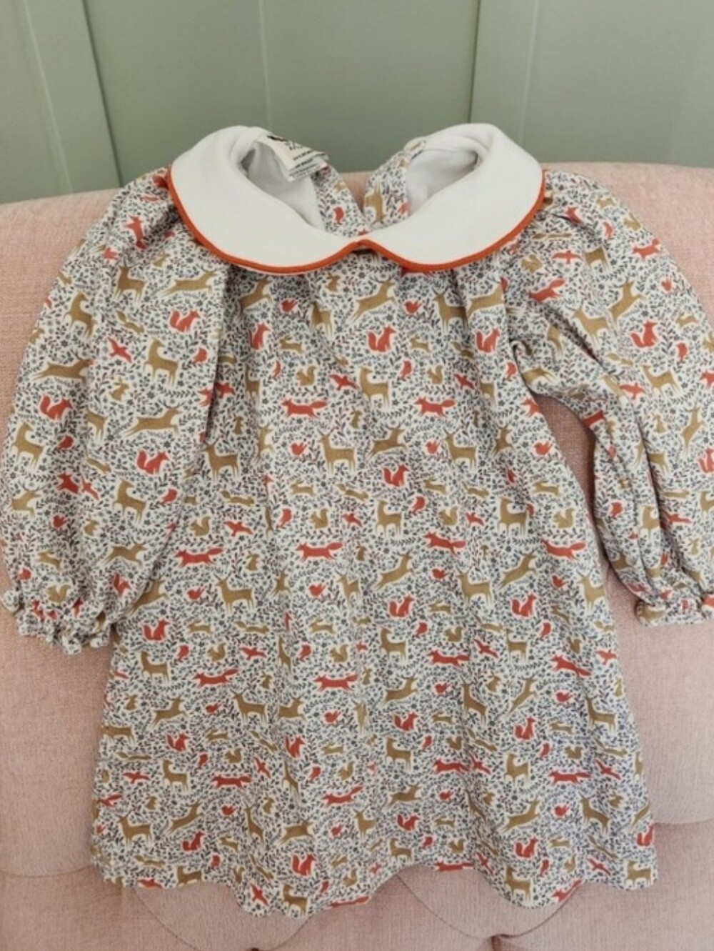 The Oaks Apparel 3t Fall Winter Long Sleeve Dress Fox Woodland Smocked Brand